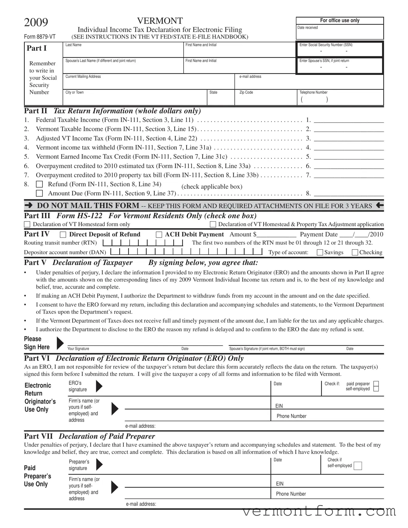 Fill Out a Valid 8879 Vt Form