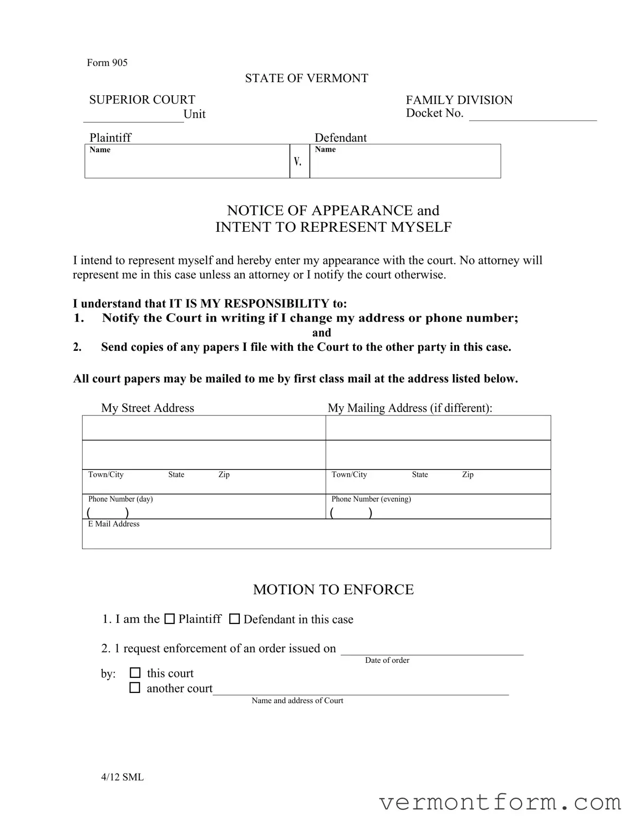 Fill Out a Valid 905 Form