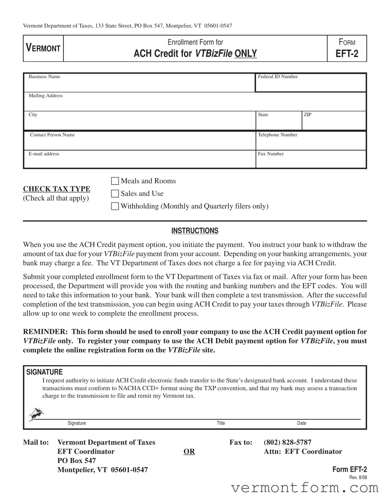 Fill Out a Valid Eft 2 Form