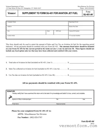Fill Out a Valid Su 451 Av Form