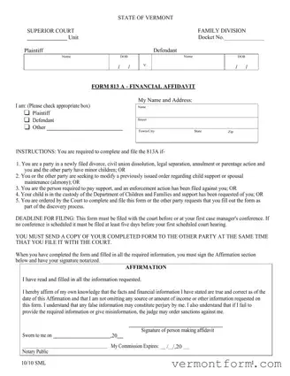 Fill Out a Valid Vermont 813 Form