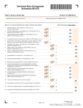 Fill Out a Valid Vermont Bi 472 Form