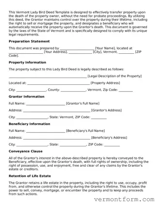 Attorney-Verified Vermont Lady Bird Deed Template
