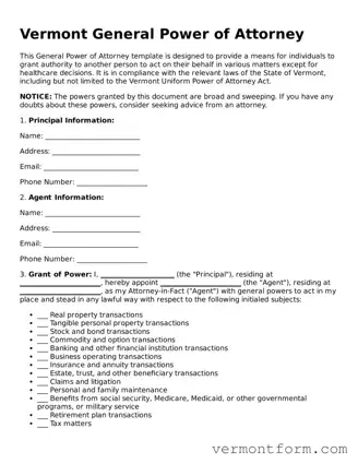 Attorney-Verified Vermont General Power of Attorney Template