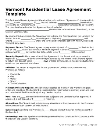 Attorney-Verified Vermont Residential Lease Agreement Template