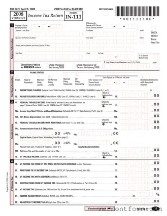 Fill Out a Valid Vermont In 111 Form