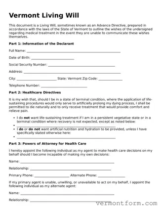 Attorney-Verified Vermont Living Will Template