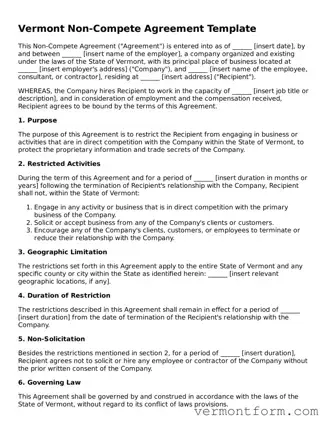 Attorney-Verified Vermont Non-compete Agreement Template