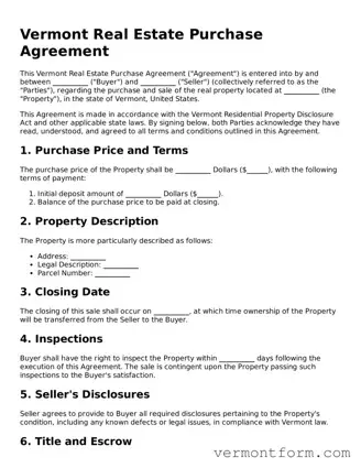 Attorney-Verified Vermont Real Estate Purchase Agreement Template