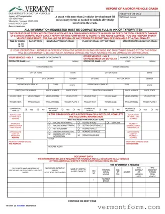 Fill Out a Valid Vermont Report Form