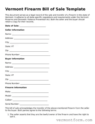 Attorney-Verified Vermont Firearm Bill of Sale Template