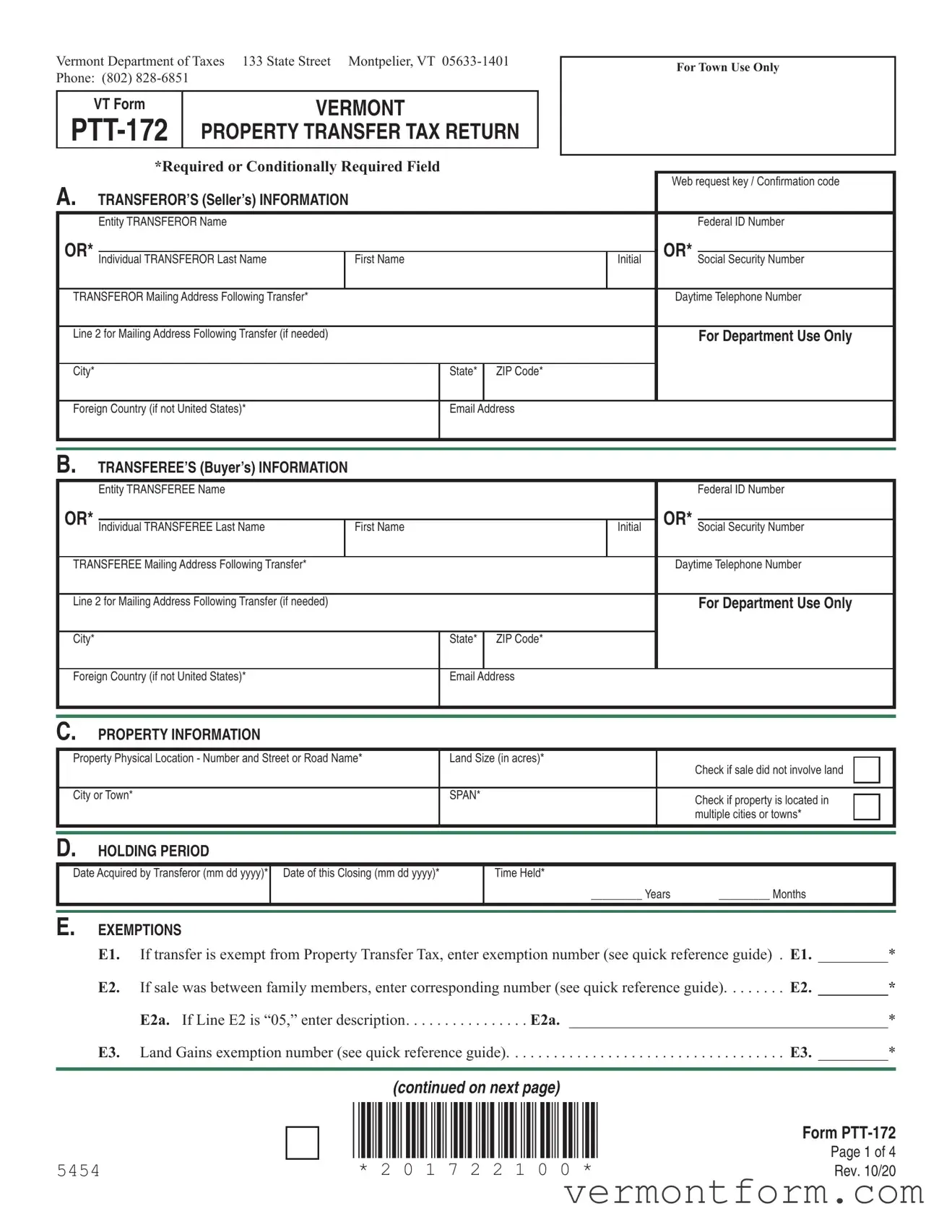 Fill Out a Valid Vermont Pt 172 S Form